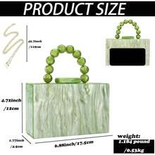 Gets Acrylic Clutch Bag,Acrylic Purse Evening Clutch Marble Handbag Women's Crossbody With Pearl Chain Formal Wedding Prom Party - 淺綠色 - 查看 4