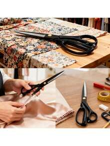 1把重型裁缝剪刀，锋利缝纫剪刀，适用于裁剪布料、皮革，适合家庭、办公室、艺术和手工制作。