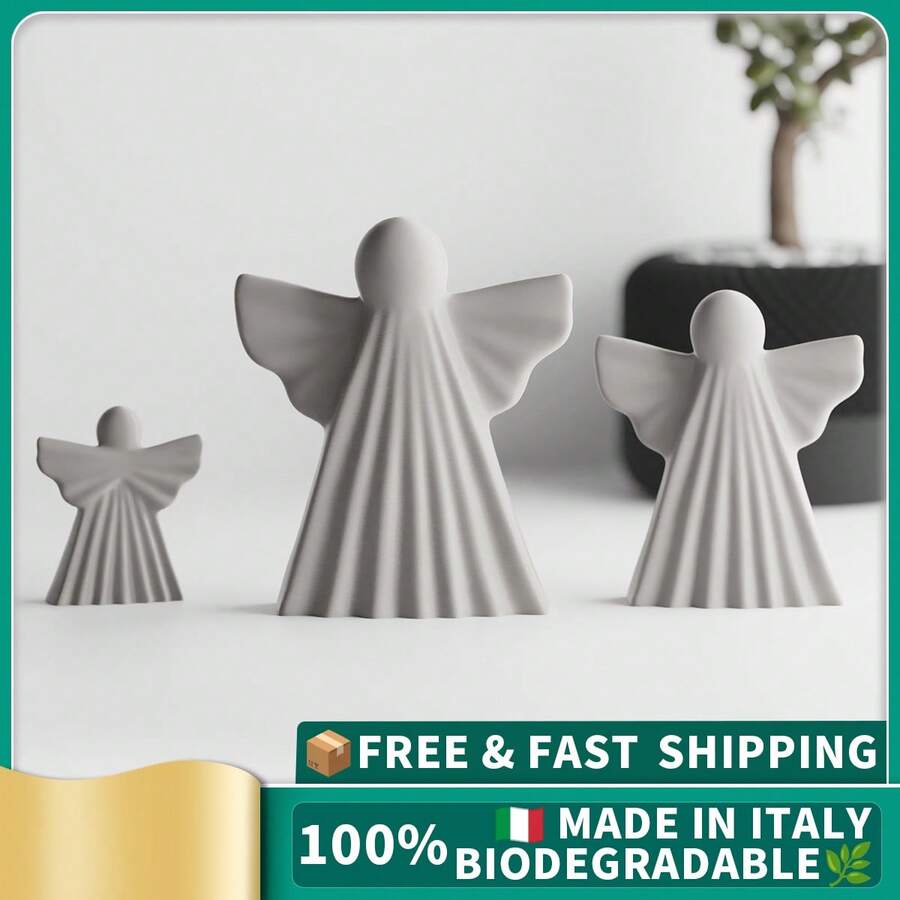 ORIZZONTE Angelo Decorativo Natalizio in 3D – Set da 3 Pezzi in Diverse Misure – Decorazione Elegante per Natale, Casa e Regali – 100% Made in Italy, Spedizione dall'Italia