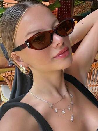 1pc Women's Acrylic Casual Retro Small Frame Cat Eye Fashion Glasses, Suitable For Daily Wear, Holiday Gifts And Vacation