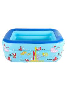 Alberca Inflable Familiar de 210*65 cm con Vibrante y Colorido Diseño de Animales Marinos Piscina Portátil, Resistente para Niños, Ideal para Jardín, Patio, Terraza y Días de Diversión en Verano - Azul - Ver 1