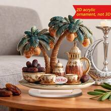 1/2pcs Bohemia Acrylic Ornament 2D Flat Golden Moon With Dates Fruit Palm Tree Teapot Pattern For Home Tabletop Decor Muslim Islamic Holiday Party Supplies Living Room Bedroom Office Shelf Display Art Craft - Multicolor - View 6