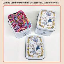 1pc Cartoon Rectangular Metal Storage Box With Rabbit Print, Handle, Iron Material, For Halloween Christmas Party Supplies, Wedding Chocolate Gift Packaging, Wedding Box With Candy Container, Office Desk Storage Box, Cosmetic Organizer, Baking Supplies Packaging Box - Multicolor - View 10