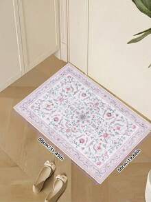 1pc Bohemian Modern Paris Garden Floral Carpet, Suitable For Living Room, Non-Slip Rust Red Printed Vintage Farmhouse Rug, Suitable For Bedroom, Dining Room, Dorm, Office, Home Decor - 粉色 - 查看 2
