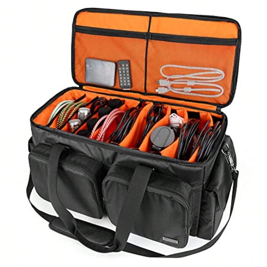 Trunab DJ Cable File Bag With Detachable Padded Bottom And Dividers Travel Gig Bag For Profional DJ Gear Musical Instrument And Accories - 如圖 - 查看 1