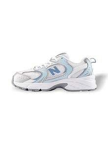 New Balance 530 女款(GS)运动鞋 透气吸汗 轻便 弹性好 结实耐用 易洗 多功能 运动 户外 跑步 日常 上学 白色/银色/蓝绿色 GR530ED - 白色/銀色/淡青色 - 查看 1