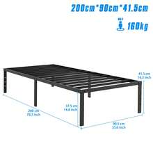 Bed Frame 90x200/140x200/160x200 Cm, Metal Bed, Guest Bed, Youth Bed For Bedroom, Double/Single Bed, Black - Black - View 15