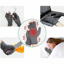 1 Pair Comfortable Fingerless Gloves With Anti-Slip Grip And Breathable Fabric For Computer Typing, Daily Office Work, And Casual Activities In All Seasons For Men & Women - Black - View 7