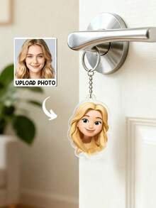 1pc Personalized 2D Cartoon Keychain, 2D Character Custom Acrylic Photo Keychain, Customized Acrylic Cartoon Character Keychain, Valentine's Day Gift For Her/Him, Souvenir, Elegant Pendant Accessory, Unique Commemorative Gift For Friends, Family, Couples, Suitable For Birthday, Wedding, Anniversary, Creative Decorative Accessory - Multicolor - View 3