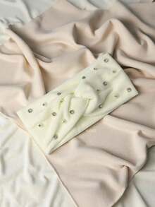 1 szt./6 szt. francuskiej opaski na głowę z kokardą na jesień/zimę, modna, uniwersalna perłowa chusta na głowę, wygodna, ciepła, dzianinowa opaska na głowę, świetny prezent dla przyjaciół, bestseller na jesień/zimę, opaska z kryształkami w kratkę, stylowy dodatek do włosów podkreślający twarz dla kobiet