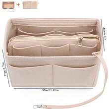 1pc Extra Large/Large/Medium/Small Multi-Functional High Capacity Felt Cloth Inner Lining Makeup Bag Felt Bag Removable Organizer Pouch Travel Accessories - Beige - View 14