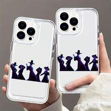 Estuche para teléfono con figuras misteriosas bailando Compatible con estuches para teléfonos   17  16 Pro Max  15 Pro Max  13 y  12 Hecho de material de TPU que brinda protección contra golpes y caídas Un gran regalo para familiares, amigos, seres queridos, novios / novias y para Navidad - transparente - Ver 4