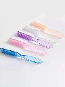 Transparent Long Handle Nail Brush - Plastic Nail Duster Brush With Handle, Multi-Functional Soft Bristle Straight Handle Nail Duster Brush, Square Head Nail Brush, Duster Brush - Multicolor - View 5