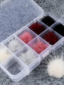 10个磁性毛绒美甲挂件 - 可拆卸毛绒球装饰，适用于法式美甲、DIY美甲艺术 - 彩色 - 查看 4