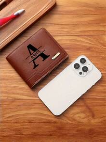 Cartera plegable personalizada con letra, cartera de moda sencilla, cartera con nombre, personalizada, única, regalo personalizado para él, Día del Padre, Acción de Gracias, regalo del Día de San Valentín para hombres, cartera mini, cartera, cartera de hombre, cartera de cuero, cartera pequeña