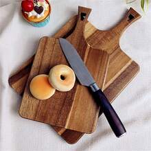 Cutting Board, Wooden Chopping Board, Pure Wood Appetizer Board, Food Preparation And Serving Tray With Hanging Hole And Handle, Suitable For Cutting Meat, Vegetables, Fruits, Bread, Cheese, Great For Kitchen, Party, Outdoor, Picnic - Brown - View 6
