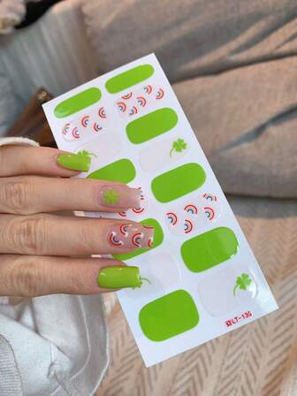 1pc New Cute Nail Art Stickers, Full Nail Coverage Design, Waterproof Peel-Off Nail Stickers, Nail Art For Women, Self-Adhesive Nail Stickers, Easy To Use, Suitable For Holidays, Parties, Birthday Gifts