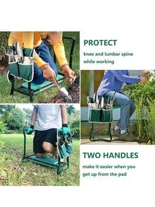 1pc Garden Kneeler And Seat With Thicken & Widen Soft Kneeling Pad,Heavy Duty Foldable Gardener Gardening Gifts For Women Mom Men Seniors¡Gardening Knee Pad Tool Kit, Durable Square Storage Bag With Multiple Pockets For Lawn Mower And Yard Tools, Home Becor,Sturdy And Long-Lasting, Green (60*27*49CM) - Green - View 4