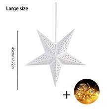 1/3 piezas Luz colgante LED con forma de estrella plegable, luz de papel con forma de estrella y luna, luces y adornos decorativos para el Día de San Valentín, adecuado para decoración de habitaciones, fiestas, Navidad y festivales - luz cálida - Ver 10