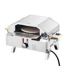 Horno de pizza para exteriores , horno de gas portátil de 33 cm con piedra de cordierita gruesa y termómetro integrado. Dos modos para pizza o parrilla. Ideal para camping y jardín. - Plateado - Ver 8