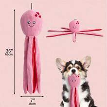 Juguete de perro de pulpo rosa con diseño de corazón - Juguete interactivo para perros con chirrido, juguete de peluche para perros para buscar y masticar en interiores