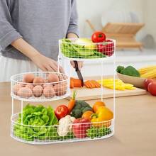 3-Layer Oval Iron Fruit Basket Rack, Kitchen Countertop Fruit, Vegetable And Snack Storage Rack, Metal Design, No Installation Required - White - View 7