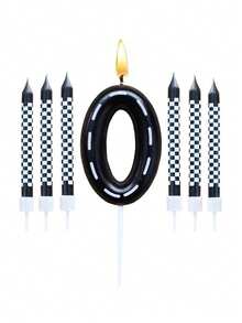 0-9 生日数字蜡烛，数字蜡烛蛋糕装饰贝壳亮片蛋糕数字适用于生日结婚周年丛林动物主题派对用品装饰 - 黑色賽車 - 查看 22