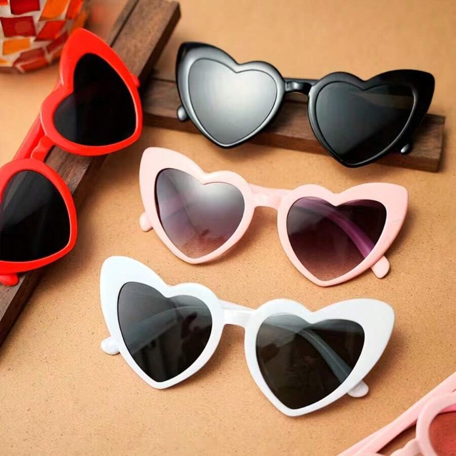 12 pièces Lunettes de soleil rétro en forme de cœur, convenant pour les enterrements de vie de jeune fille, la Saint-Valentin, les soirées célibataires, les mariages, les anniversaires, Halloween et autres occasions. Accessoire .