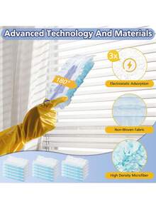 1 套，静电除尘掸，带 10 个可更换除尘刷头，家用除尘刷，手持式除尘扫地刷，洗衣用多用途除尘掸，静电除尘刷头更换 - 轻松清除电子产品、家具、百叶窗和吊扇上的灰尘 - 清洁用品、清洁配件家具、汽车、键盘、清洁用品、清洁工具、圣诞用品