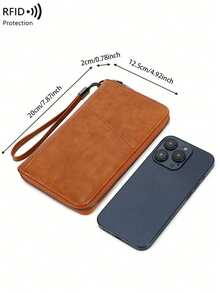 新款RFID屏蔽拉链钱包护照夹收纳包，多功能大容量护照夹，时尚旅行收纳包，适用于飞机、旅行、健身、露营、邮轮、度假等场合，轻便防水，旅行必备，男女通用，旅行必备，假日必备，返校必备 - 棕色 - 查看 5