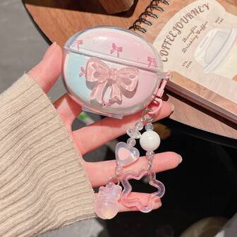 غطاء واقي ثلاثي الأبعاد بشكل فراشة متدرج للسماعات اللاسلكية Honor Earbuds X7/X8، علبة شحن سماعات الأذن البلوتوث Earbuds X9 مقاومة للسقوط، غطاء ناعم إبداعي + قلادة