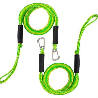 Bungee Dock Line With Hook, Green Mooring Rope Boat 4 Ft 2 Pack