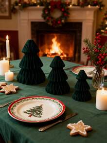 1pc (Red/Green/White) 3.94in/5.91in/7.87in Christmas Party Decorations, 3D Mini Glitter Edge Paper Honeycomb Ornaments, Green, Red Hanging Ornament For Christmas Tree Decor, New Years Party, Christmas Ornaments, Home Decor, Suitable For Wedding Decoration - Multicolor - View 19