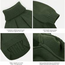 1pc Dog Sweater, Soft Stretchy Knit Sweater, Dog Warm Clothes, Turtleneck Long Sleeve Sweater, Cable Knit Pattern, Suitable For Cold Weather Walks, Turtleneck Warm Knit Jumper, Fits Male/Female Dogs, Durable Stretchy Fabric, Fits Small/Medium/Large Dogs, Winter Outfit - Army Green - View 3