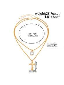 2件套时尚朋克极简几何水晶十字架吊坠项链，男士魅力饰品，适合日常、派对、节日、生日礼物，理想的男士礼物 - 幾何水鑽十字架項鍊 - 查看 6