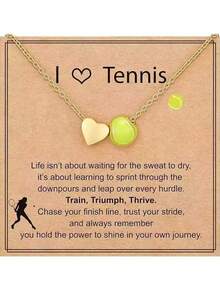 1件装垒球/足球/排球/篮球/足球项链，适合女孩和女士，运动配饰珠宝，送给爱人的礼物 - 金色 - 查看 18