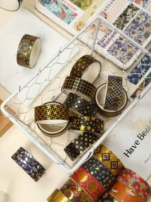 10 Rolls/Box, Vintage Botanical Flowers Pattern Washi Tape, Fashionable Hot Stamping And Silver Stamping Design Exquisite Chinese Style Pattern Decorative Tape, DIY Envelope And Greeting Card Making Scrapbook Decorative - Multicolor - View 9