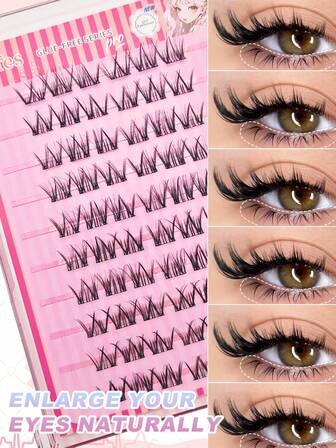 60pcs C-Curl Glamour Self-Adhesive Lash Collection - Glue-Free Multi-Style DIY With Long-Lasting Eye-Enlarging Charm, Faux Mink Adorable Design For Beginners, Perfect For Special Nights, Romantic Dates And Daily Beauty Daily Wear, Christmas, Dates & Party
