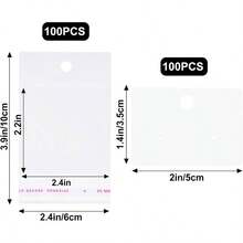 - tarjetas de exhibicin de arete, 2x 1.4 pulgadas, con bolsas, paquete de exhibicin de joyas para vender, colgar, manualidades - Blanco - Ver 3