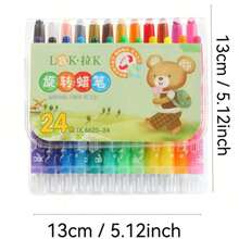 12 支巨型幼儿蜡笔，12 色可旋转可水洗光滑大蜡笔，用于涂色、绘画 - 复活节礼物 - 彩色 - 查看 11