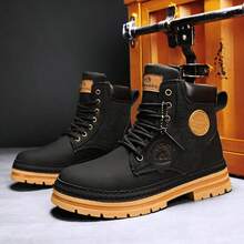 Herren schwarze High-Top Schnürstiefel, rutschfest, geeignet für Herbst/Winter, Größe 39-48 - Schwarz - Übersicht 6