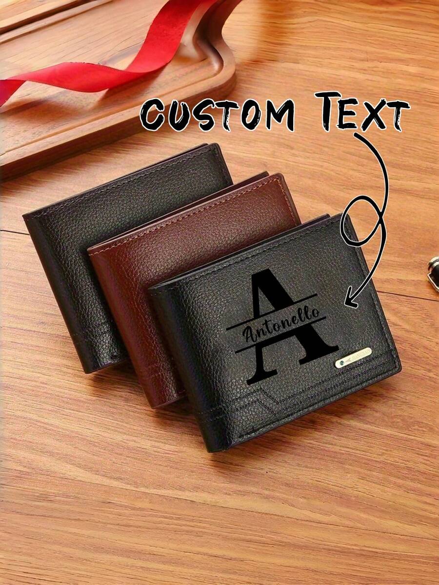 Cartera plegable personalizada con letra, cartera de moda sencilla, cartera con nombre, personalizada, única, regalo personalizado para él, Día del Padre, Acción de Gracias, regalo del Día de San Valentín para hombres, cartera mini, cartera, cartera de hombre, cartera de cuero, cartera pequeña