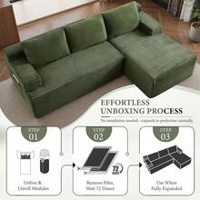 96''Sectional Couches For Living Room,Modern Modular Sectional Sofa,Upholstered Boneless Couch With Pockets,Comfy Cloud Couch With L Shaped Chaise (Green, 96''W Left Facing Chaise/Right Facing Chaise) - màu xanh lá - Xem 5