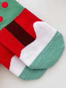 半双男士舒适休闲时尚圣诞袜，印有圣诞树和圣诞老人图案，中筒长度 - 彩色 - 查看 7