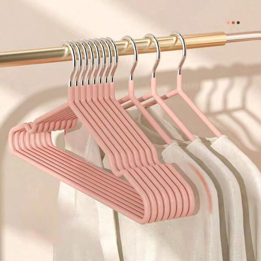 40pcs Adult Non-Slip Coated Hangers, Lightweight Luxury Home Closet Hangers, Suitable For Shirts And Pants, Spring, Minimalist, Summer Tops, Non-Slip Dipped Hangers, Muted Color, Home Use - Pink - View 1