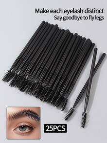 6pcs/10pcs/25pcs Black Long Handle Spiral Curling Eyelash Comb, Reusable Plastic Handle Thick Eyelash Extension Brush, Multifunctional Eyebrow Makeup Brush Tool - Black - View 10