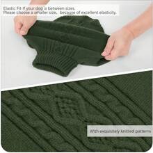 1pc Dog Sweater, Soft Stretchy Knit Sweater, Dog Warm Clothes, Turtleneck Long Sleeve Sweater, Cable Knit Pattern, Suitable For Cold Weather Walks, Turtleneck Warm Knit Jumper, Fits Male/Female Dogs, Durable Stretchy Fabric, Fits Small/Medium/Large Dogs, Winter Outfit - Army Green - View 5