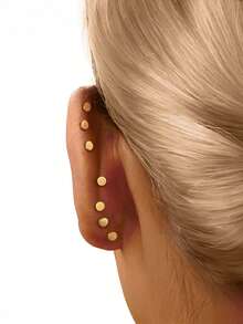 1Pc Diamond 925 Sterling Silver Earring Women Classic Stud Earring Flat Back 18K Gold Plated Helix Cartilage For Daily Wear Wedding Party Engagement Christmas Gifts Fine Jewelry - Gold - View 11