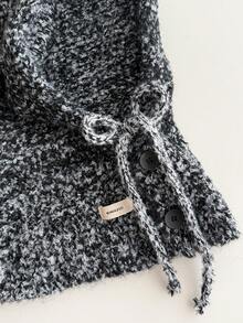 1pc Winter Scoodie Balaclava - Knitted Scarf & Hood Combined, Warm Ear Protection, Fashionable Mixed Color, High-Quality Wool Blend, Suitable For Autumn/Winter - Multicolor - View 7
