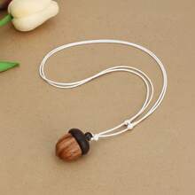 ZIRUISP 1 Miếng Quả tùng Hình dạng Bằng gỗ Vòng cổ mặt dây chuyền Với Sáp Cord , Hoàn hảo Đối với Mặc hàng ngày - dây sáp màu đen - Xem 11